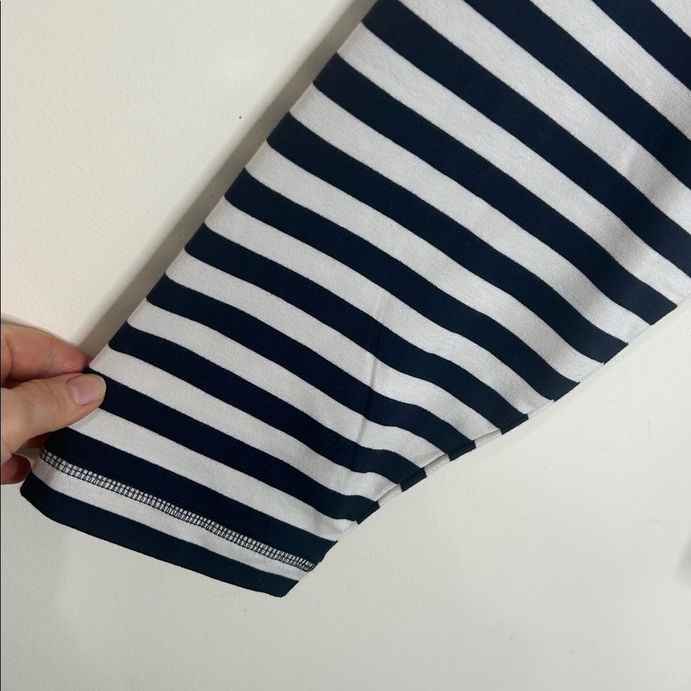 J. JILL FIT Navy White Striped French Terry V-Neck Sweatshirt Size 3X - Picture 4 of 9